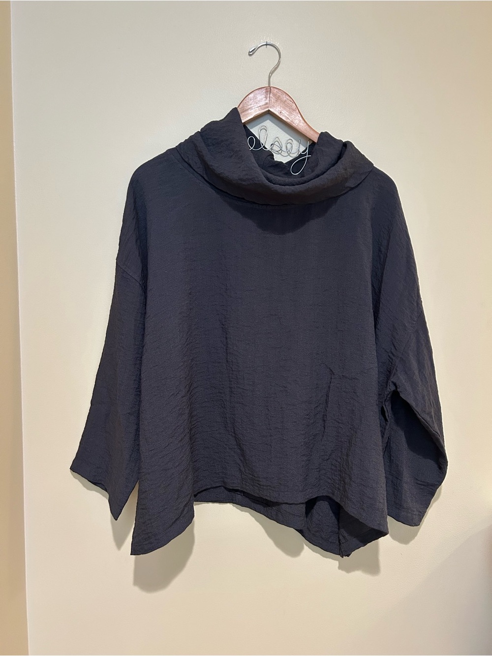 Eleven Stitch Charcoal Design Cowl Neck Travel Crinkle Size XS